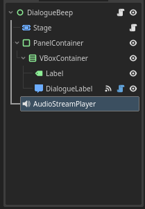 AudioStreamPlayer node in the scene tree